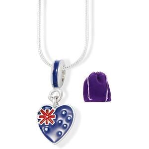 Australian Flag Charm Snake Chain Necklace Aussie Heart